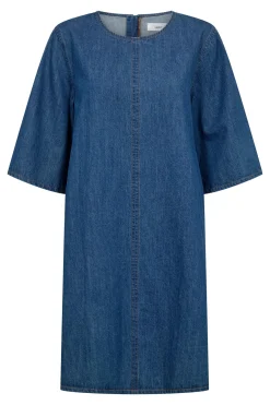 Adda - Denim kjole med trekvartærmer og lommer