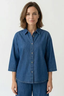 Adda - Denim skjorte med trekvartærmer