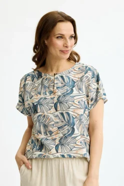 Amalie - Bluse med guldknap
