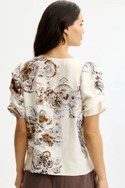 Amelia - Kortærmet bluse med print