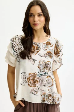 Amelia - Kortærmet bluse med print