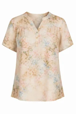 AMORA - Kortærmet print bluse i silkekvalitet