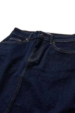 Aya - Denimnederdel med kontraststikninger