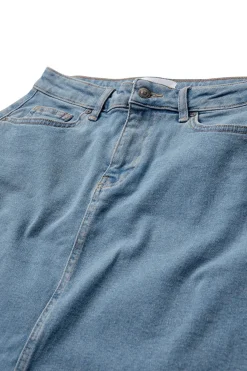 Aya - Denimnederdel med kontraststikninger