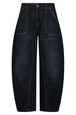 Barrel jeans i mørk denim