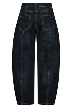 Barrel jeans i mørk denim