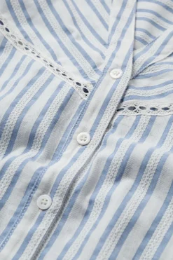 Bethany - Stribet v-bluse i bomuldskvalitet