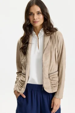 Betty - Jakke med lynlås i suede look