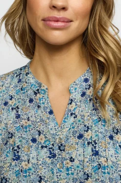 BLOOME - Kortærmet bluse med knapper