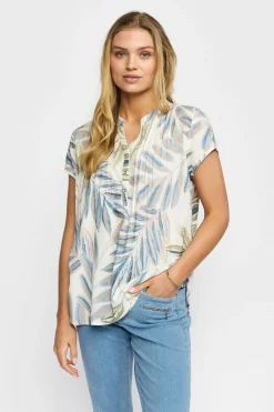 BLOOME - Kortærmet bluse med knapper