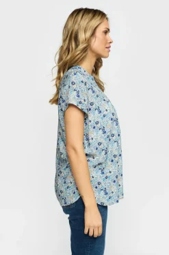 BLOOME - Kortærmet bluse med knapper