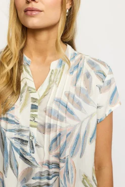 BLOOME - Kortærmet bluse med knapper