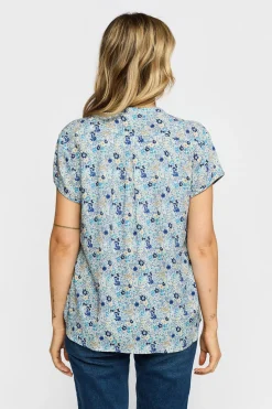 BLOOME - Kortærmet bluse med knapper