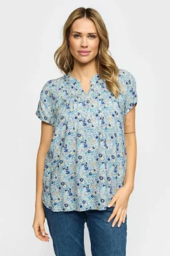 BLOOME - Kortærmet bluse med knapper