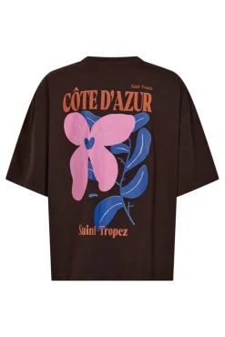 Brun t-shirt med blomstermotiv