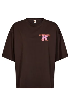 Brun t-shirt med blomstermotiv