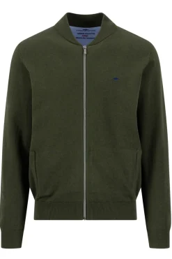 Cardigan med lynlås og broderet logo