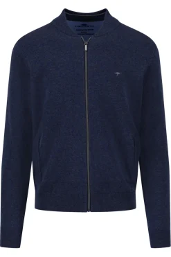 Cardigan med ribkanter og broderet logo