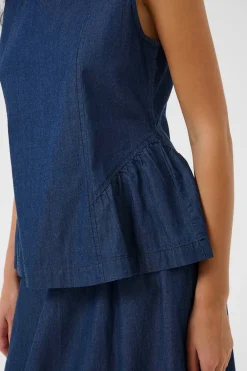 CUmone Michelle - Denim top med peplum