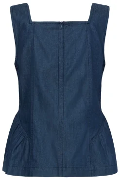 CUmone Michelle - Denim top med peplum