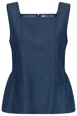 CUmone Michelle - Denim top med peplum