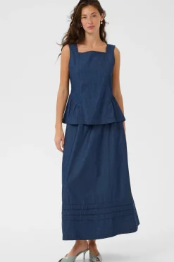 CUmone Michelle - Denim top med peplum