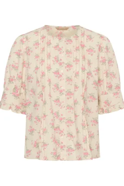 CUpeonie Olena - Kortærmet skjortebluse med blomster