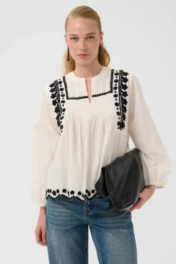 CUviba - Langærmet bluse med broderi
