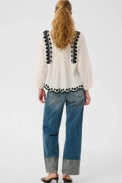 CUviba - Langærmet bluse med broderi