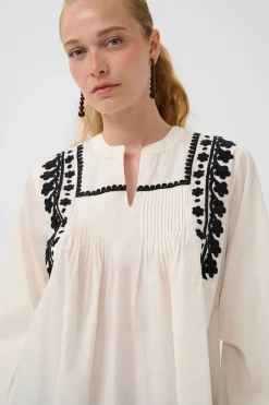 CUviba - Langærmet bluse med broderi