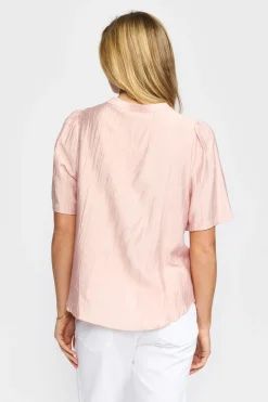 DANA - Kortærmet bluse med blonde detalje