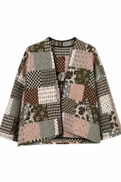 DITTE - Kort jakke med patchwork mønster
