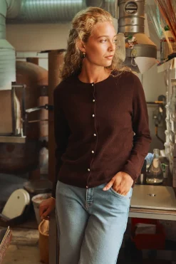Ellie - Cardigan i uld- og kashmirblanding med perleknapper