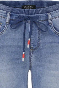 Emma - Bløde bomuldsbukser i denimlook med snøre i taljen