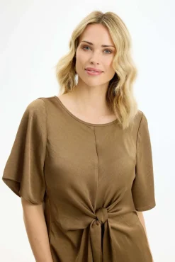 Faye - Kortærmet bluse med binde detalje