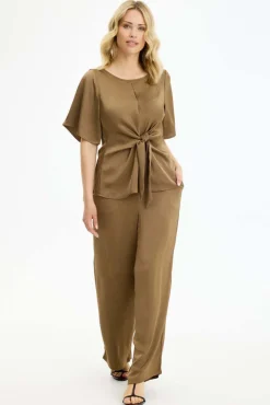 Faye - Kortærmet bluse med binde detalje