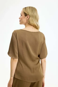 Faye - Kortærmet bluse med binde detalje