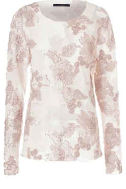 Florana - Langærmet mesh bluse med broderi