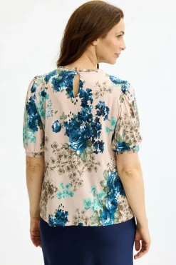 Grazia - Blomstret bluse med korte ærmer