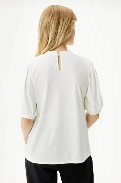 Grazia - Bluse med korte ærmer og rynkedetalje ved halsen