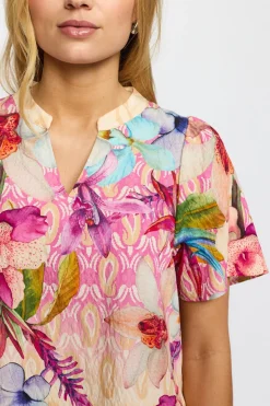 GRETE - Kortærmet bluse med blomsterprint