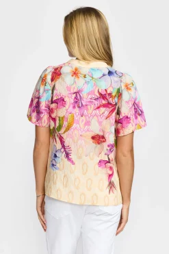 GRETE - Kortærmet bluse med blomsterprint