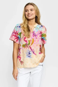 GRETE - Kortærmet bluse med blomsterprint