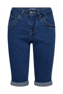 Gunhild - Knælange denimshorts med opsmøg