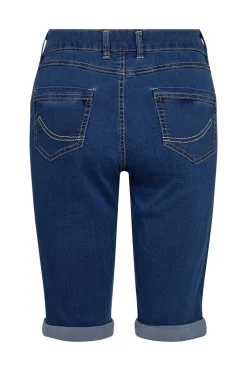 Gunhild - Knælange denimshorts med opsmøg