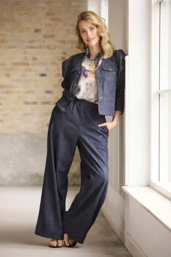 Hazel - Let jakke med puffærmer i denimlook