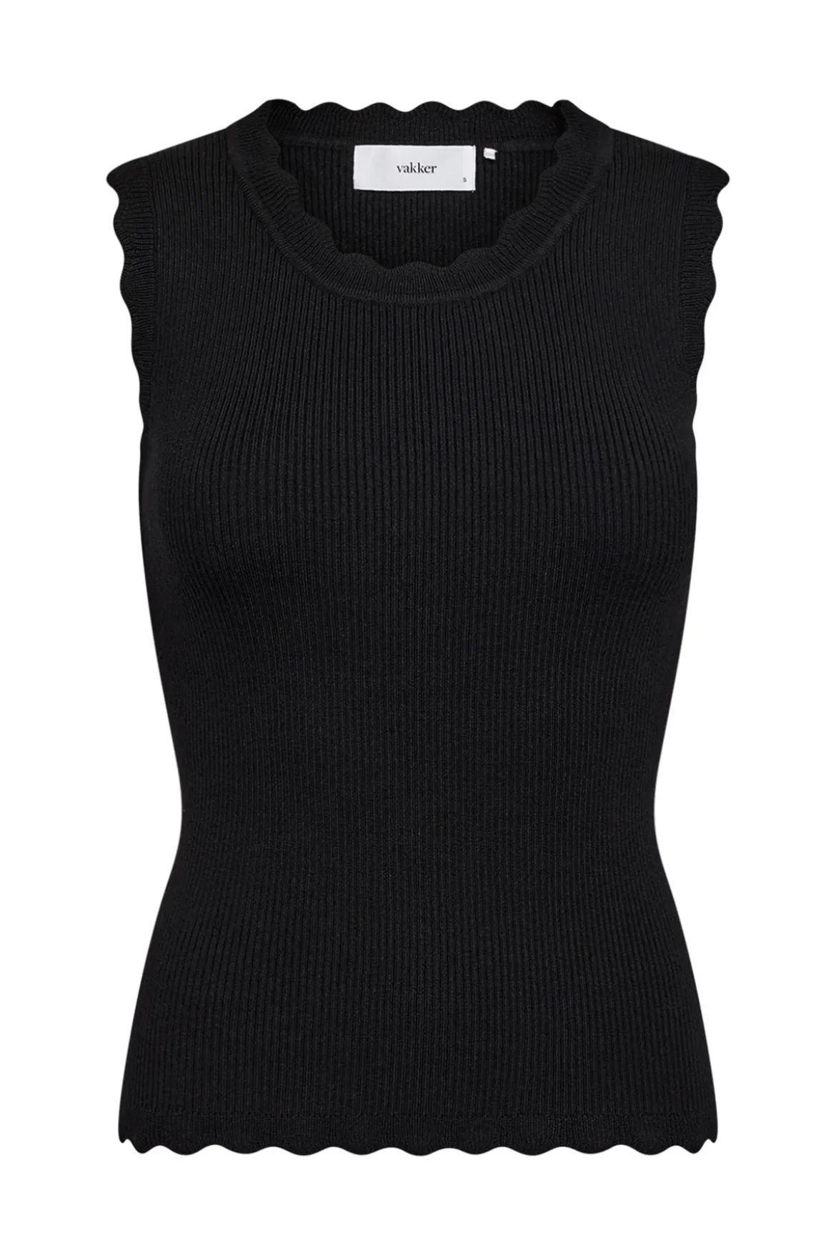 Kaja - Ribstrikket vest med muslingekant