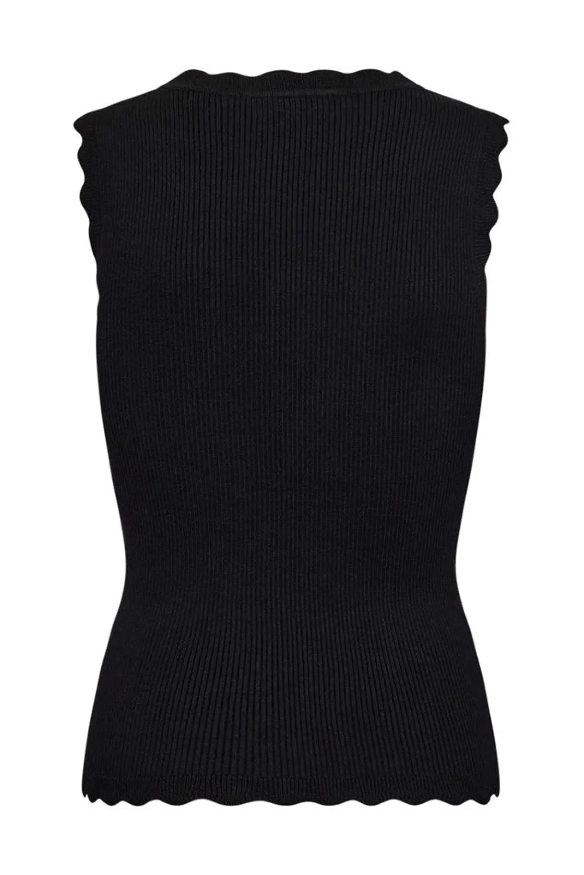 Kaja - Ribstrikket vest med muslingekant