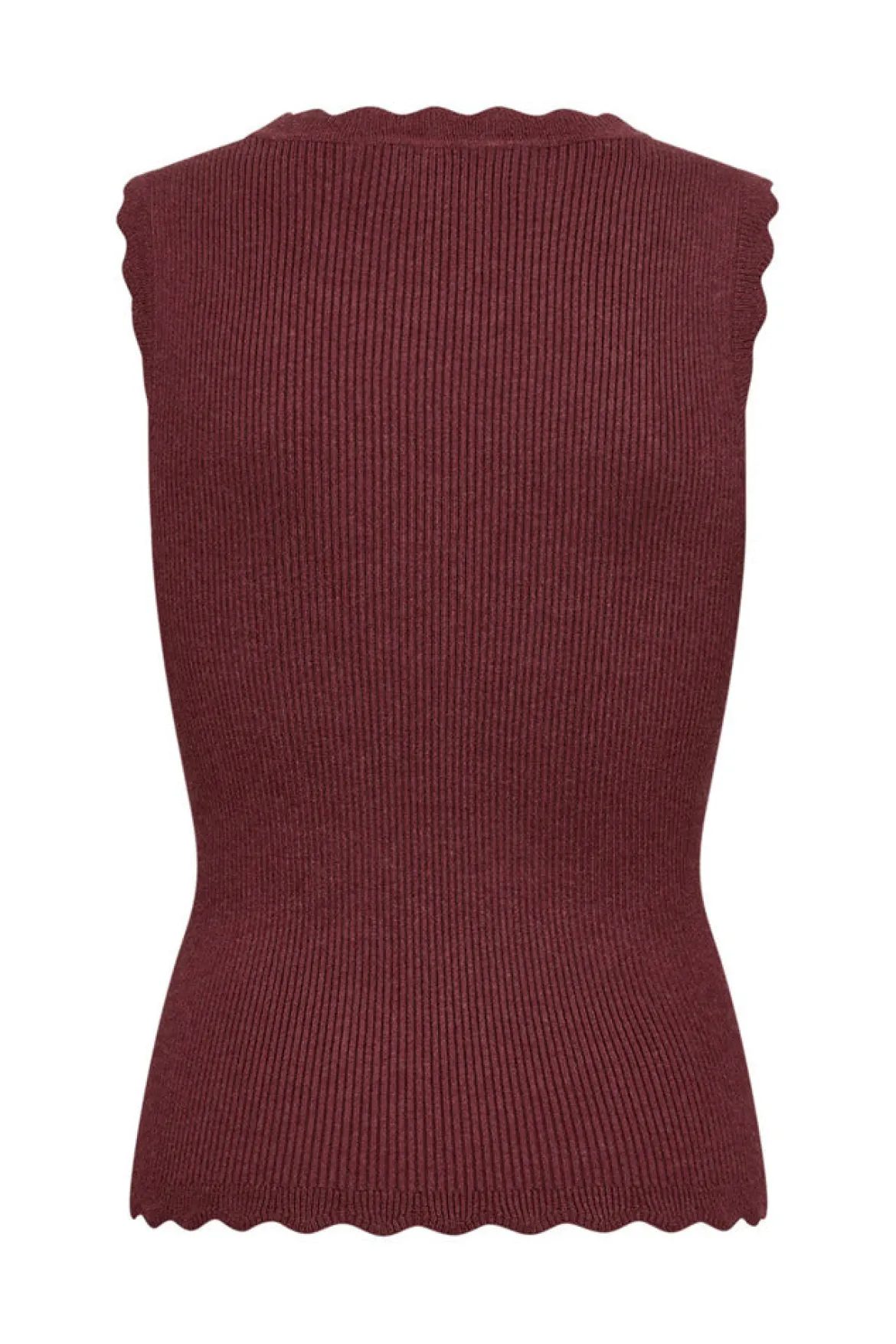 Kaja - Ribstrikket vest med muslingekant
