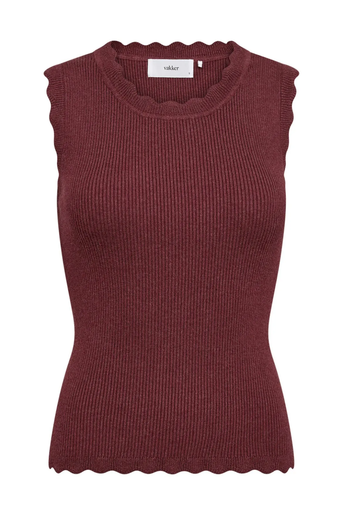 Kaja - Ribstrikket vest med muslingekant